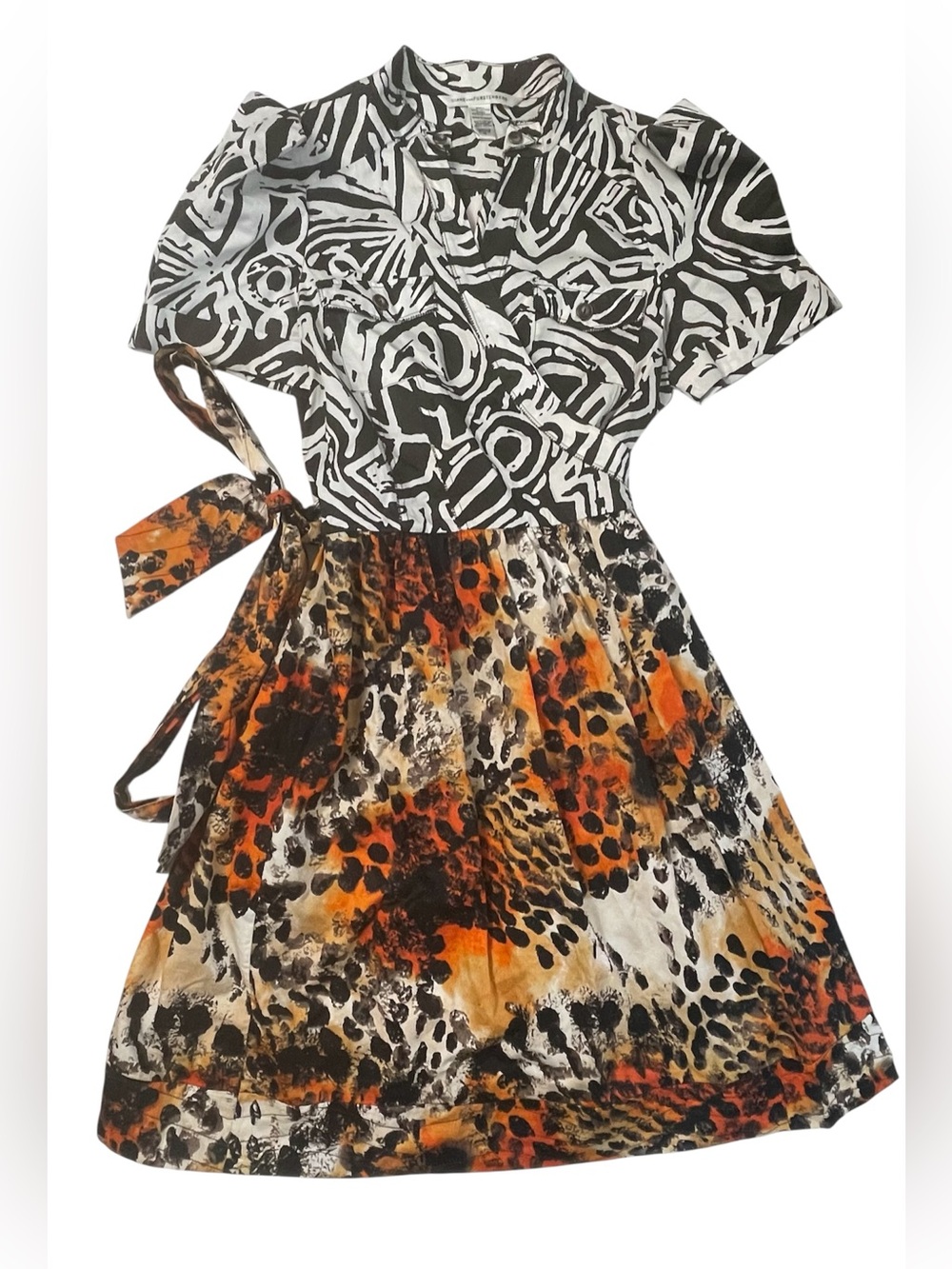DVF Steele Wrap Dress in Tribal Tattoo Desert Sugar Diane Von Furstenberg Sz 14
